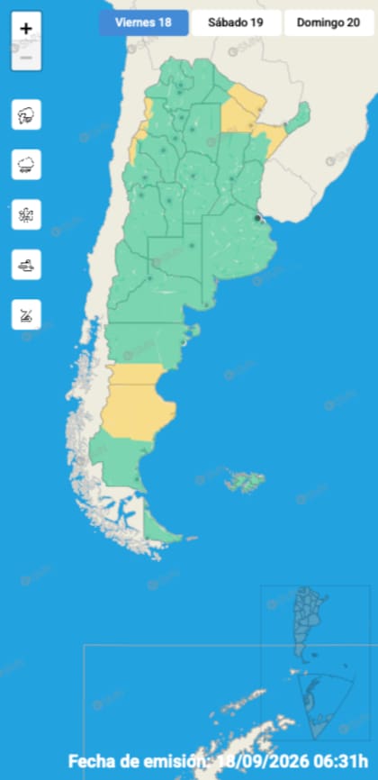 El mapa de alertas del SMN para este viernes