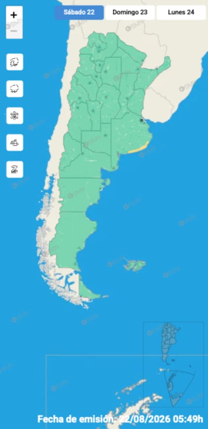El mapa de alertas del SMN para la jornada
