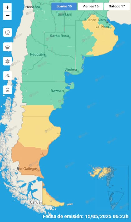 El mapa de alertas para este jueves.