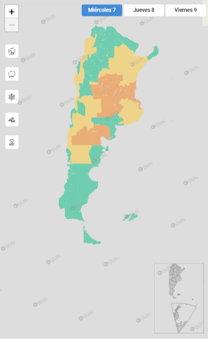 El mapa de alertas para este miércoles 7 de octubre
