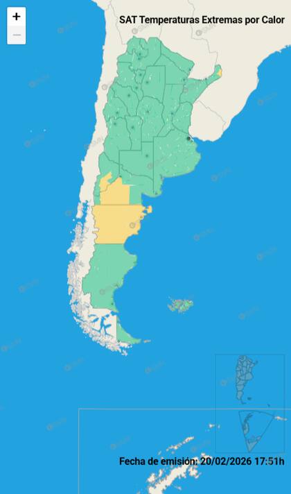 El mapa de alertas por temperaturas extremas
