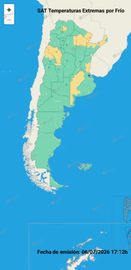 El mapa de alertas por temperaturas extremas