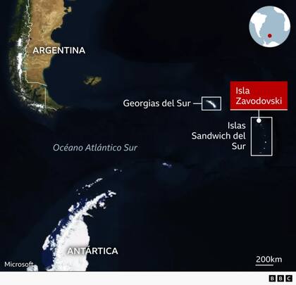 El mapa de dónde se ubica la Isla Zavodovski
