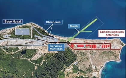El mapa de la Base Naval Integrada que el Gobierno construirá en Ushuaia