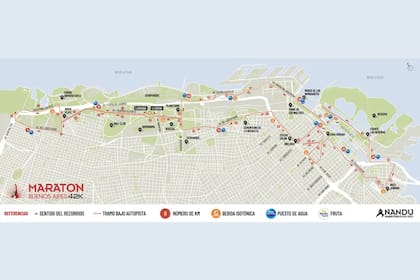 El mapa de la Maratón de Buenos Aires de 42k