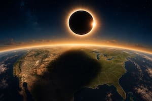 El mapa del eclipse total de sol y el recorrido parcial sobre EE.UU.