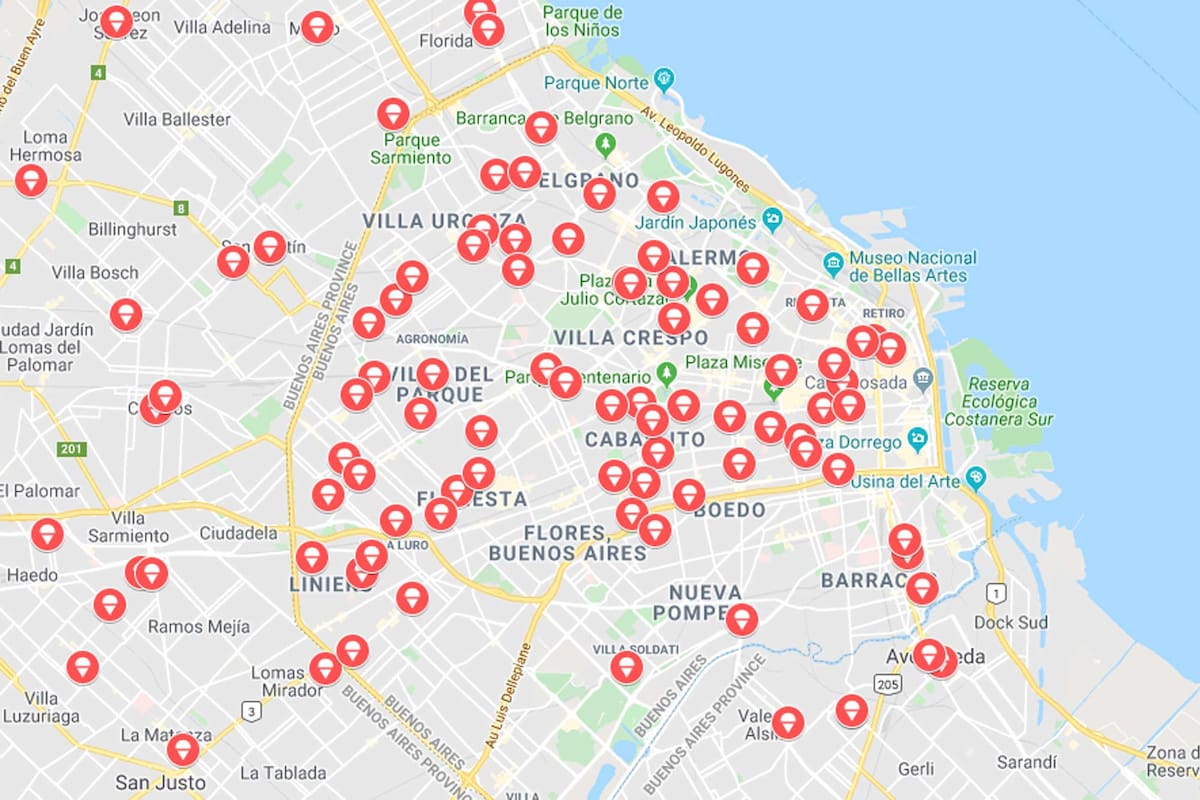 El mapa de la noche de las heladerías