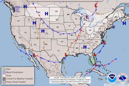 El mapa de la ola de frío invernal en Estados Unidos: dónde va a nevar en las próximas horas