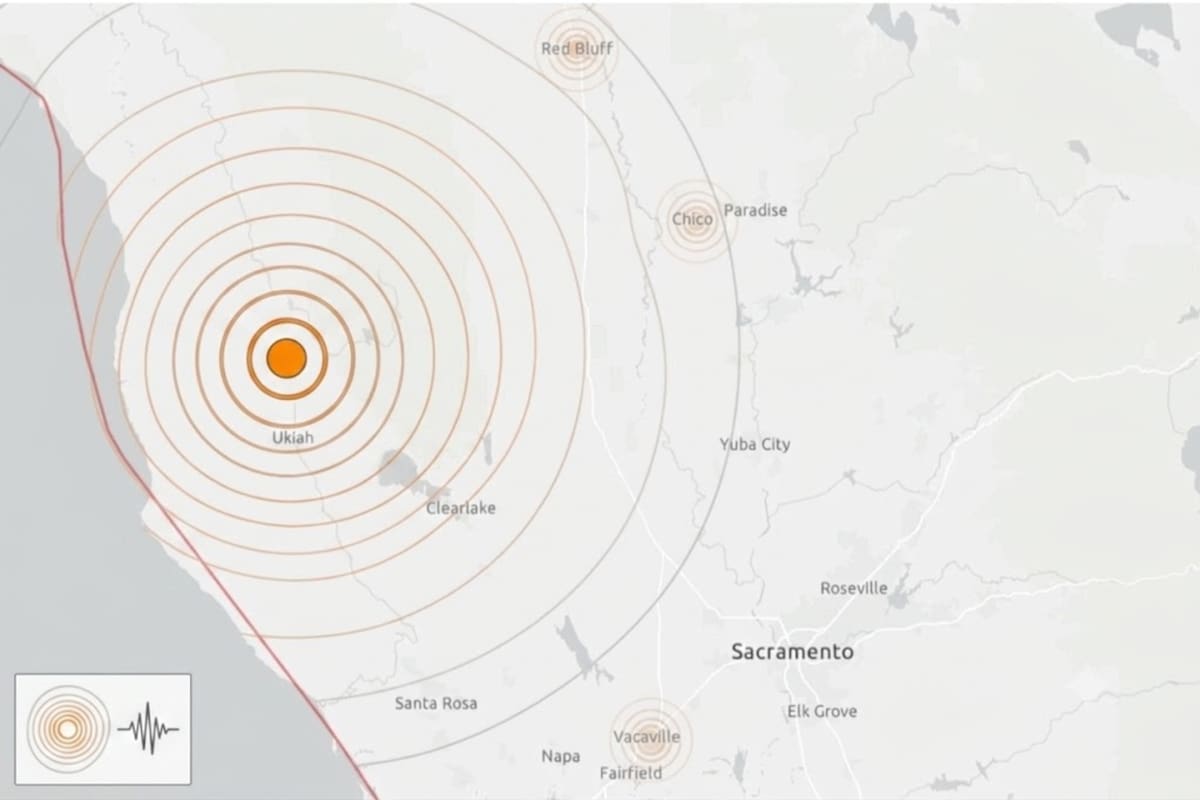 El mapa de la zona afectada por el sismo que se registró en California este miércoles 24 de junio