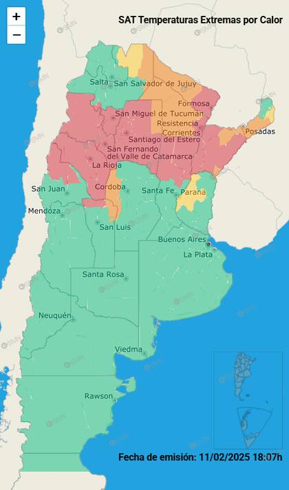 El mapa de las alertas para este miércoles.