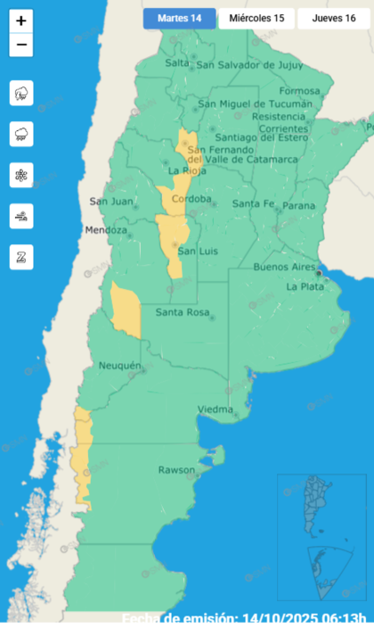 El mapa de las alertas para este martes.