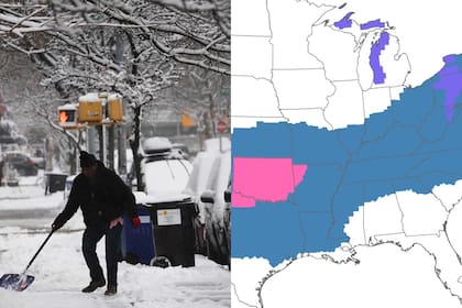 El mapa de las zonas afectadas por la tormenta invernal en Estados Unidos