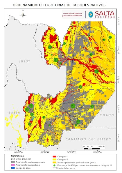 El mapa de las zonas delimitadas en esa provincia