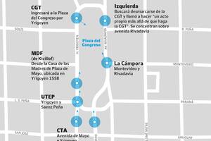 El mapa de movilizaciones en los alrededores del Congreso