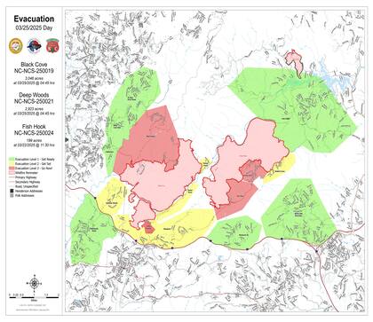El mapa de zonas de evacuación en el condado de Polk actualizado al día 25 de marzo de 2025