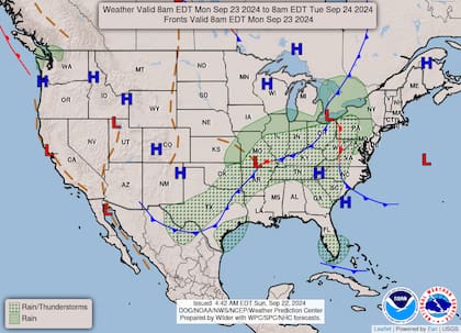 El mapa del clima este lunes 23 de septiembre.