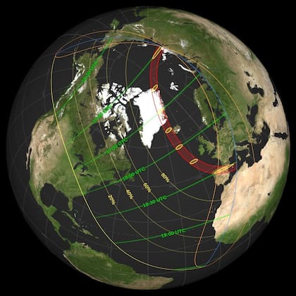 El mapa del eclipse que se espera para 2027