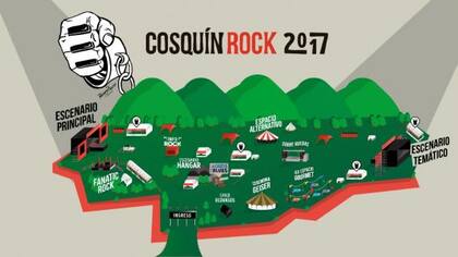El mapa del predio con todos los espacios del festival