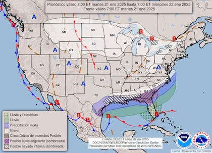 El mapa del pronóstico del clima en EE.UU. indica nevadas en varias partes de Nueva York este martes 21 enero