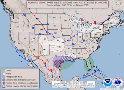 El mapa del pronóstico del clima en EE.UU. indica nevadas en varias partes de Nueva York este lunes 20 de enero