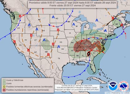 El mapa del pronóstico del clima en EE.UU. para este viernes 27 de septiembre