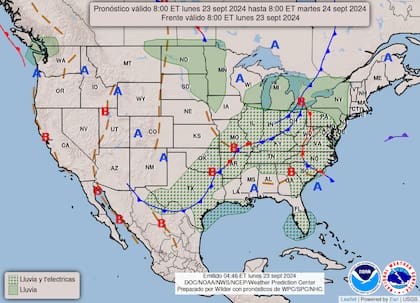 El mapa del pronóstico del clima en EE.UU. para este lunes 23 de septiembre