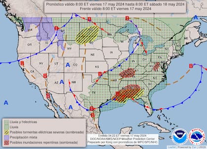 El mapa del pronóstico del clima para este viernes 17 de mayo de 2024