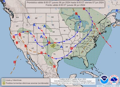 El mapa del pronóstico para este jueves 6 de junio