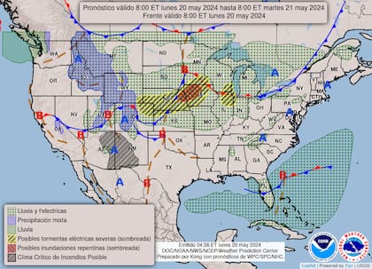 El mapa del pronóstico para este lunes 20 de mayo