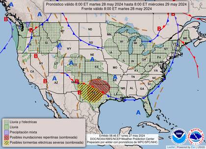 El mapa del pronóstico para este martes 28 de mayo