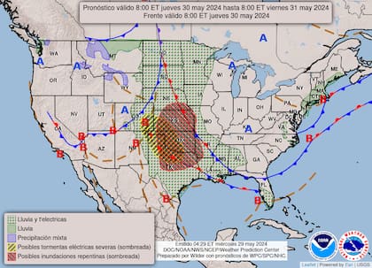 El mapa del pronóstico para este viernes 31 de mayo en EE.UU.