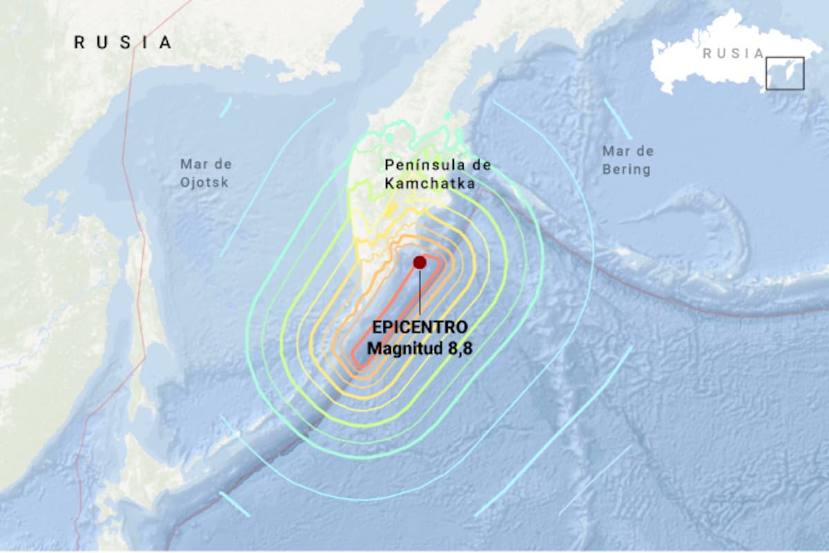 El mapa del terremoto que sacudió Rusia y derivó en alertas del tsunami en distintos puntos del mundo