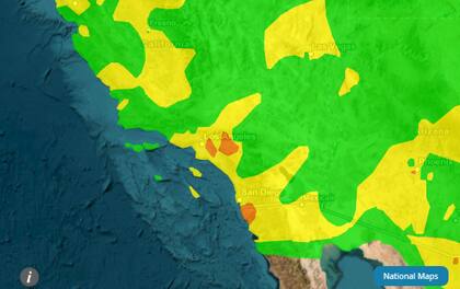 El mapa interactivo de AirNow muestra las zonas consideradas insanas (rojo), nocivas para grupos sensibles (naranja) y con riesgo moderado (amarillo)
