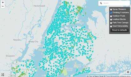 El mapa interactivo muestra los lugares para tomar un sorbo de agua o rellenar una botella