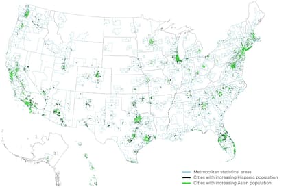 El mapa muestra las zonas que se encuentran en un activo movimiento de población