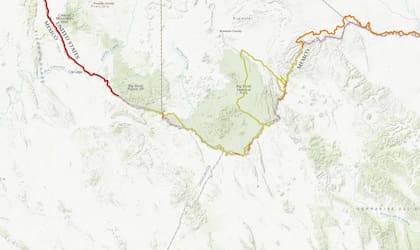 El mapa que muestra los planes de construcción del gobierno de Estados Unidos en el Parque Nacional Big Bend