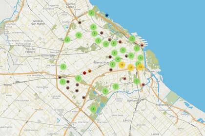 El mapa también localiza las plazas, monumentos y baldosas donde se registraron desapariciones de personas en la ciudad