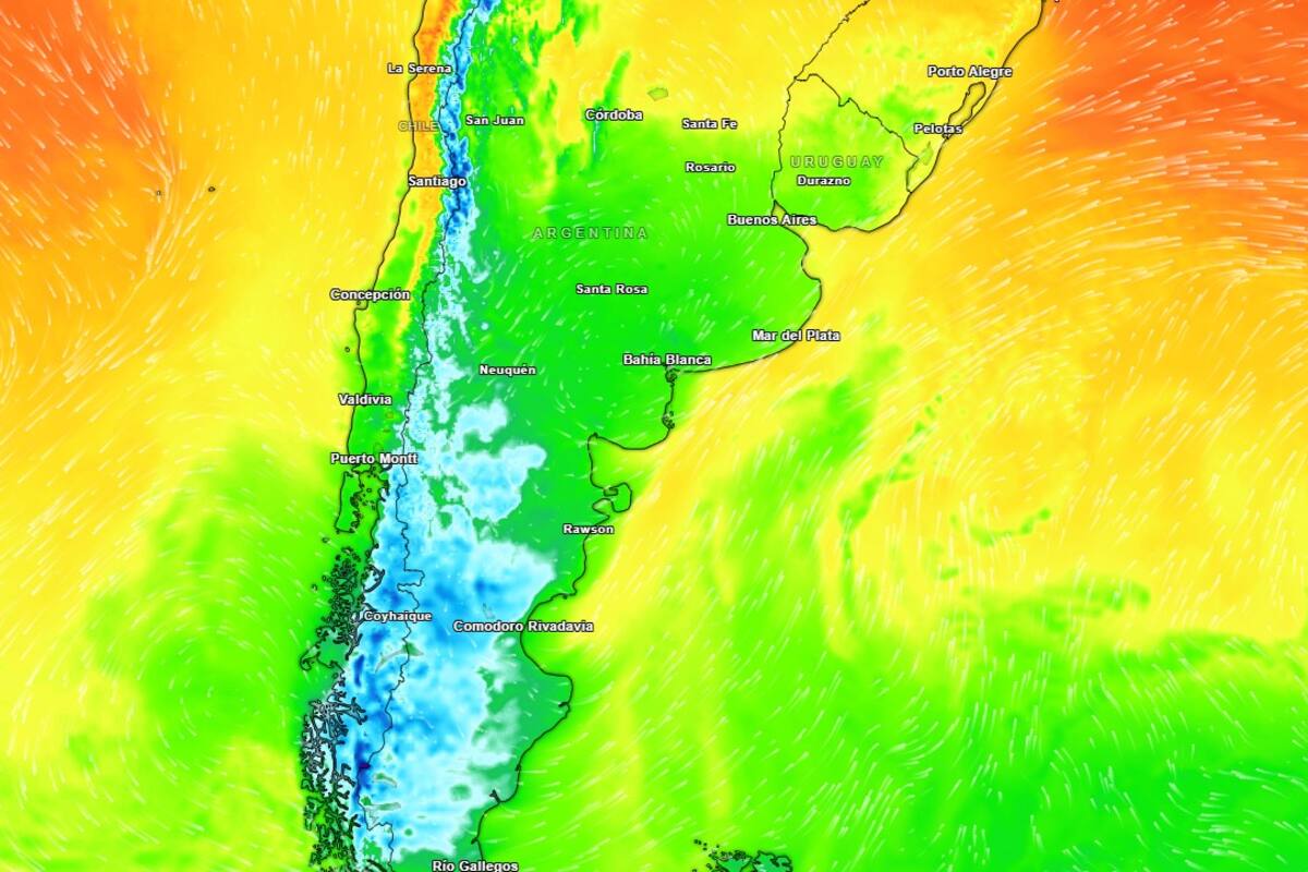 El mapa térmico de la Argentina, en un día con medio país con alerta meteorológica por frío extremo