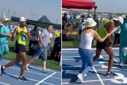 El maratonista se mareó al final de la carrera y fue asistido por su madre (Foto: Captura de video)
