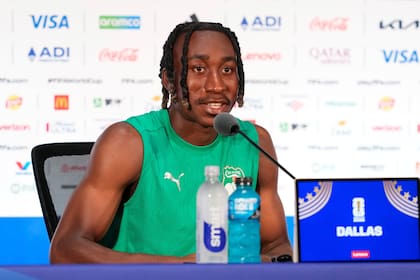 El marfileño Yan Diomande, en la conferencia de prensa previa al partido entre Costa de Marfil y Noruega