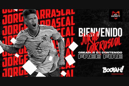 El mediapunta colombiano Jorge Carrascal de River Plate se sumó al equipo de esports Infinity como streamer del videojuego Free Fire