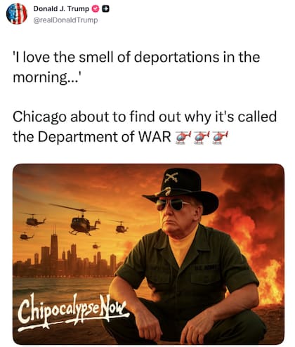 El meme subido por Trump en referencia a las redadas en Chicago