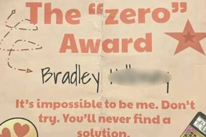 El menor estaba avergonzado tras recibir el "Premio Cero" en su escuela de Estados Unidos