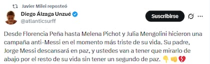 El mensaje con críticas Pichot, Peña y Mengolini