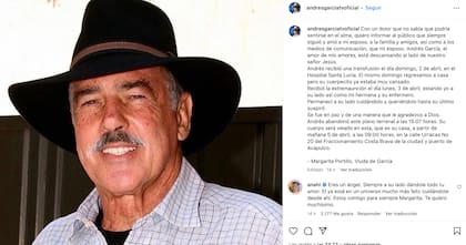 El mensaje con el que anunciaron la muerte de Andrés García