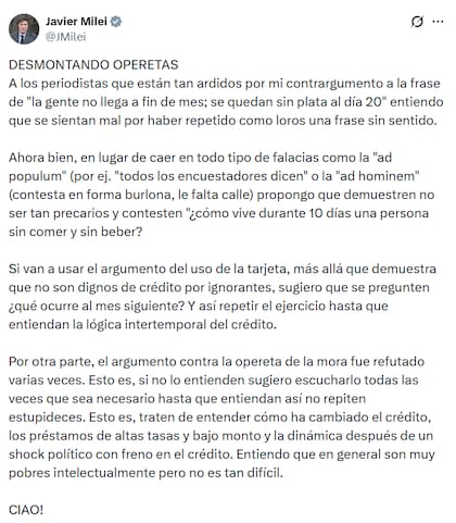 El mensaje de Milei
