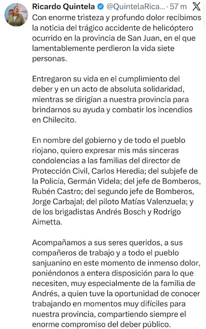 El mensaje de Quintela