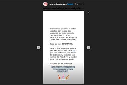 El mensaje de agradecimiento de Cecilia Carrizo en Instagram