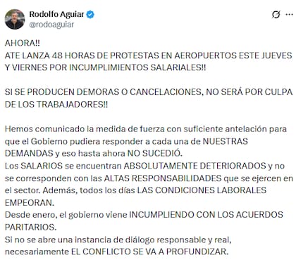 El mensaje de Aguiar tras el anuncio de las protestas