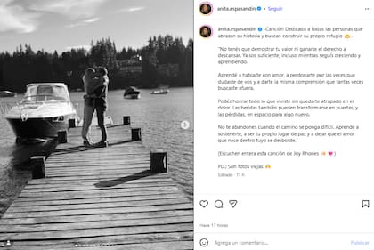El mensaje de apoyo de Anita Espasandin a su pareja, Benjamín Vicuña (Foto: Instagram @anita.espasandin)